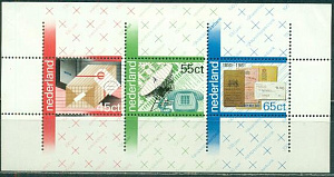 Нидерланды, 1981, 100 лет почте и телеграфу, блок, помят угол